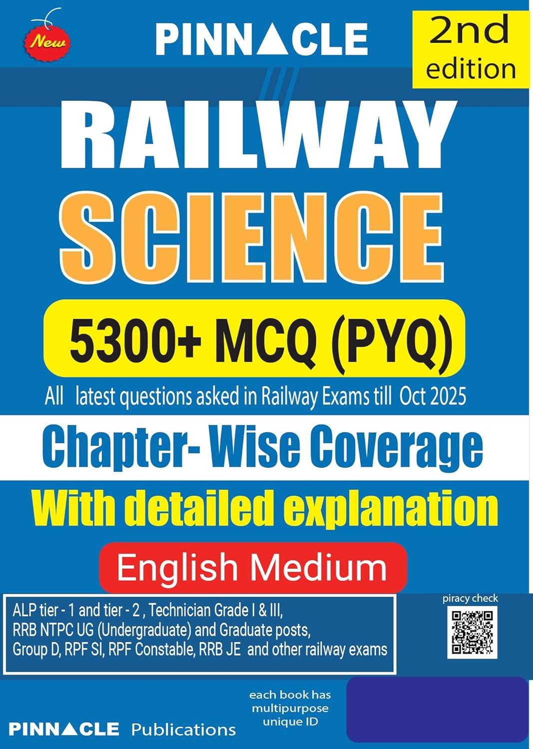 Version Guide Pinacle Pinnacle Railway Science Book 2026 5300+ MCQ Previous Year Questions ...