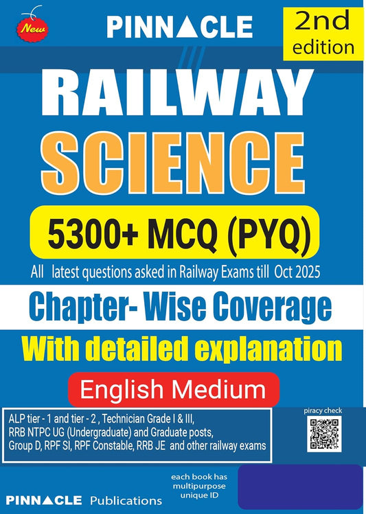 Pinnacle Railway Science Book 2026 5300+ MCQ Previous Year Questions Covers All RRB Exams Chapterwise Practice with Detailed Explanations Latest Questions till Oct 2025 2nd Edition 