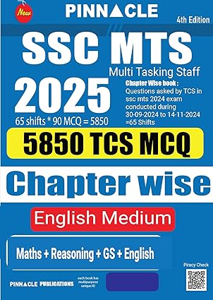 Pinnacle SSC MTS 2025 5850 TCS MCQ Chapterwise 4th Edition English Medium