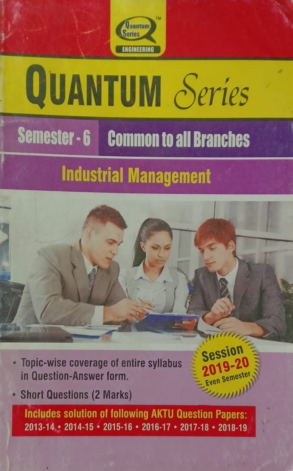 Quantum Series Industrial Management RAS601 AKTU BTech Semester 6 Session 2019-2020 Common to All Branches