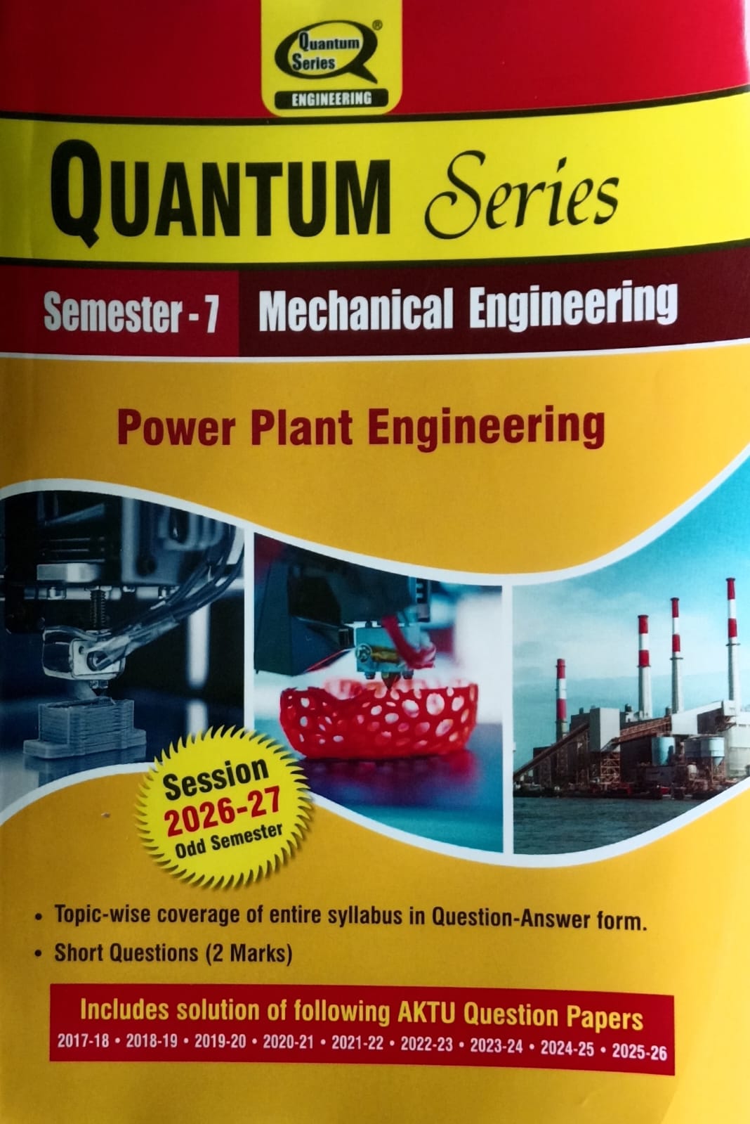 Quantum Series Power Plant Engineering BME072 AKTU B.Tech Semester 7 Mechanical Engineering Session 2026-2027