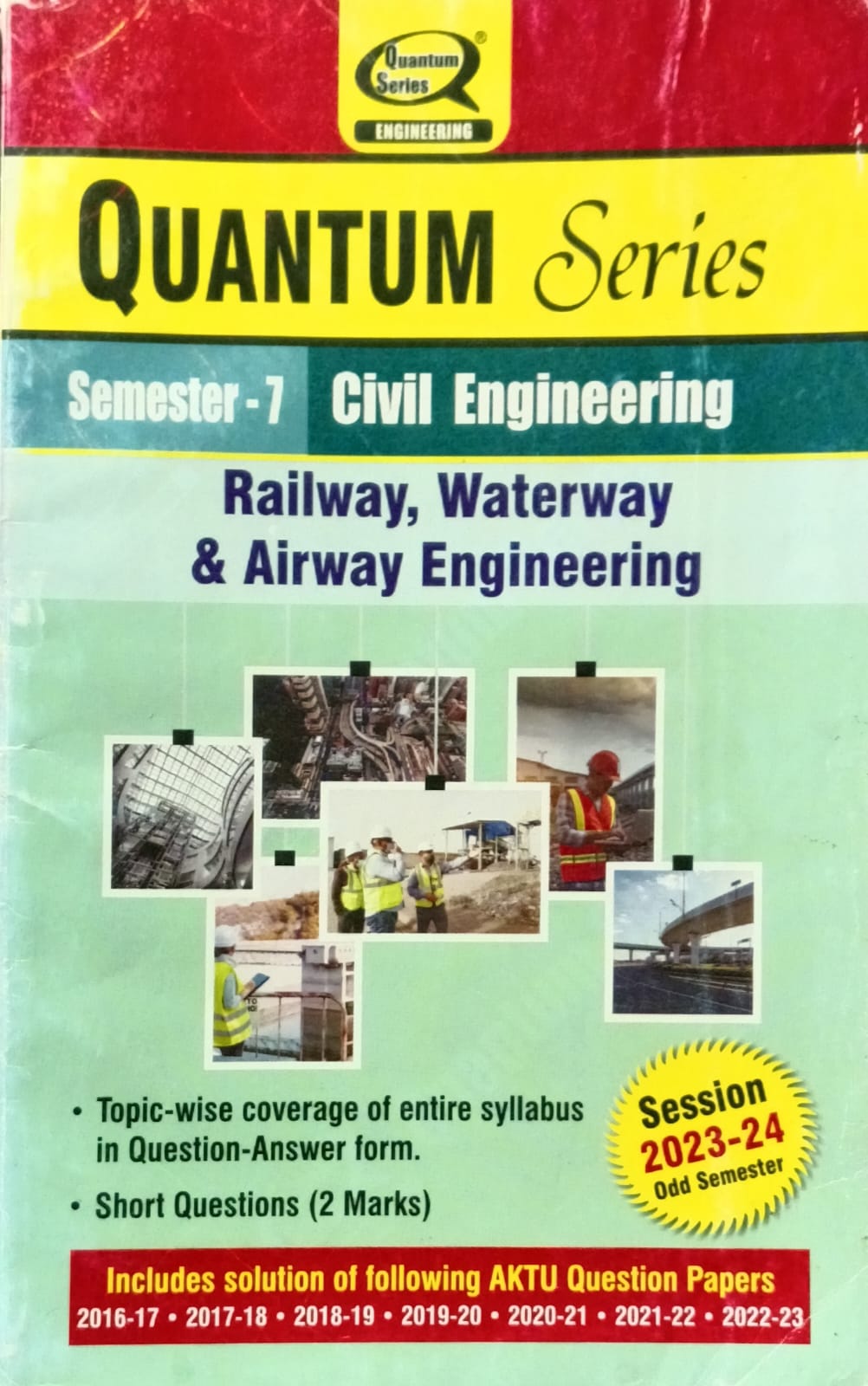 Quantum Series Railway Waterway and Airway Engineering KCE070 AKTU BTech Semester 7 Civil Engineering Session 2023-2024