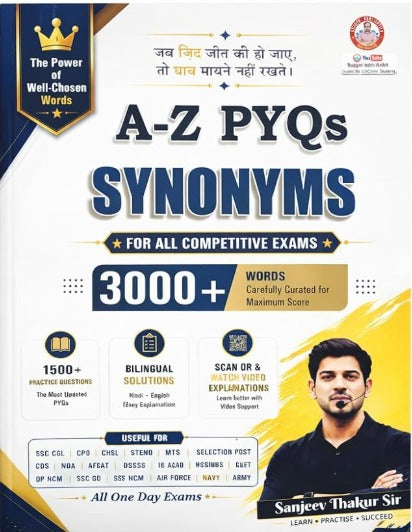 RWA A to Z PYQs Synonyms 3000+ Words Bilingual Solutions By Sanjeev Thakur Sir for All Competitive Exams