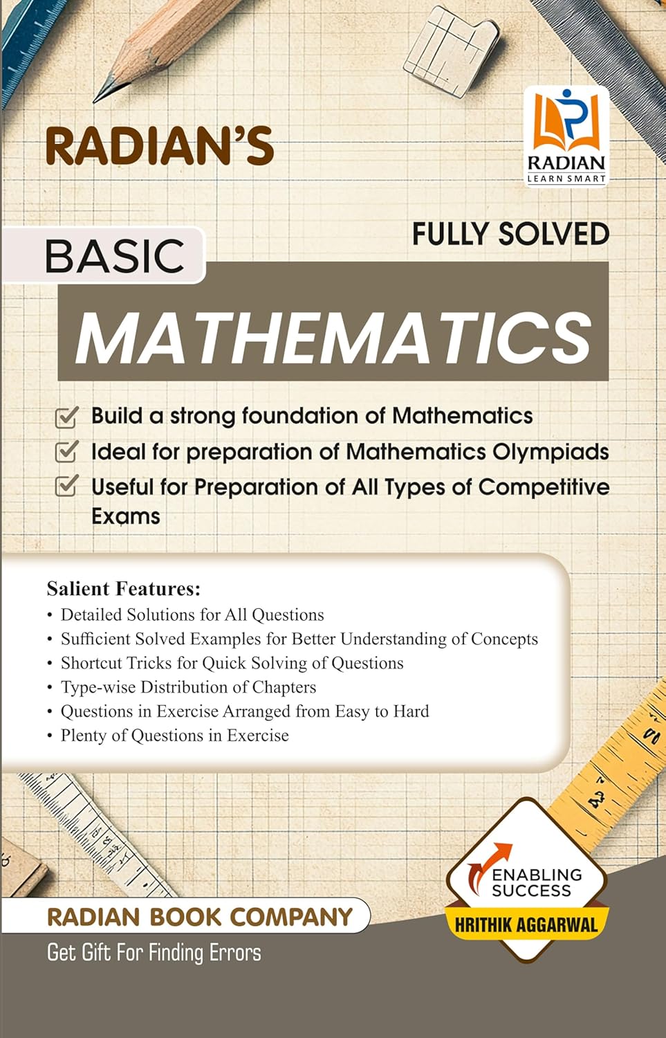 Radian Basic Mathematics Guide Book for JNV Sainik School AISSEE RMS and Other Entrance and Competitive Exams in English 