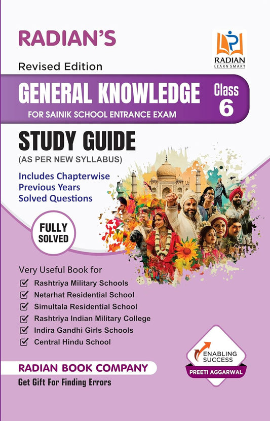 Radian General Knowledge GK Study Guide Book for Sainik School AISSEE RMS and other Entrance Exam Class 6 in English Latest Revised Edition