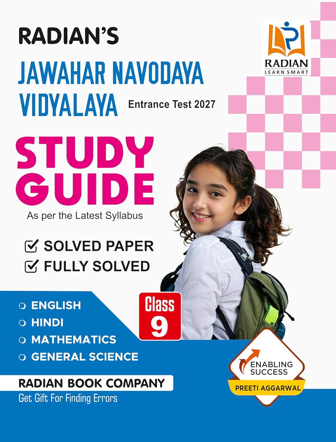  Radian Jawahar Navodaya Vidyalaya JNV Guide Book for Class 9 with Solved Paper for JNV Entrance Exam 2027 English Medium