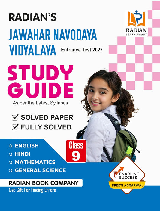  Radian Jawahar Navodaya Vidyalaya JNV Guide Book for Class 9 with Solved Paper for JNV Entrance Exam 2027 English Medium