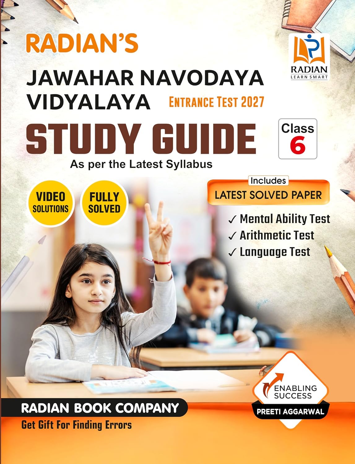 Radian Jawahar Navodaya Vidyalaya JNV Guide book for Class 6 with Solved Paper for JNV Entrance Exam 2027 English Medium