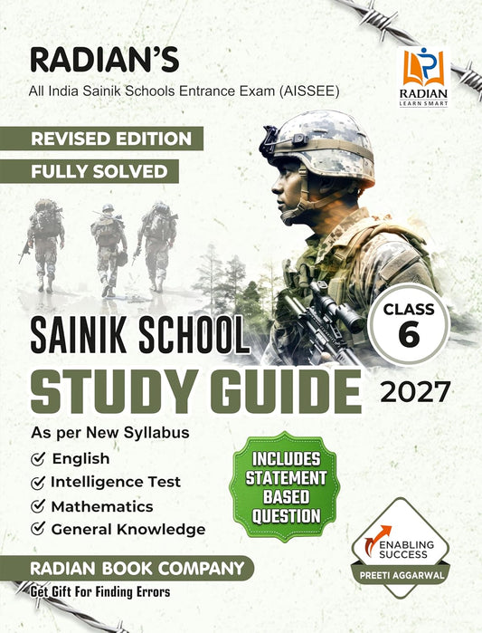 Radian Sainik School Guide Book Class 6 for AISSEE All India Sainik Schools Entrance Exam 2027 English Medium
