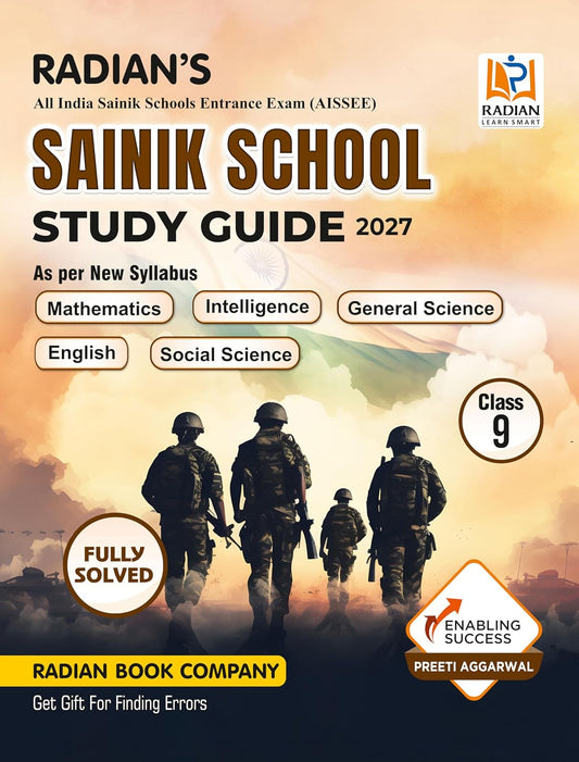 Radians All India Sainik School 2027 Entrance Exam Class 9 Study Guide Book English Medium