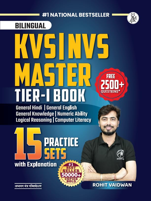 Rohit Vaidwan KVS NVS Master Book Bilingual Tier 1 Exam Guide with 15 Practice Sets Hindi English General Knowledge Numeric Ability Logical Reasoning Computer Literacy By Adhyayan Mantra 