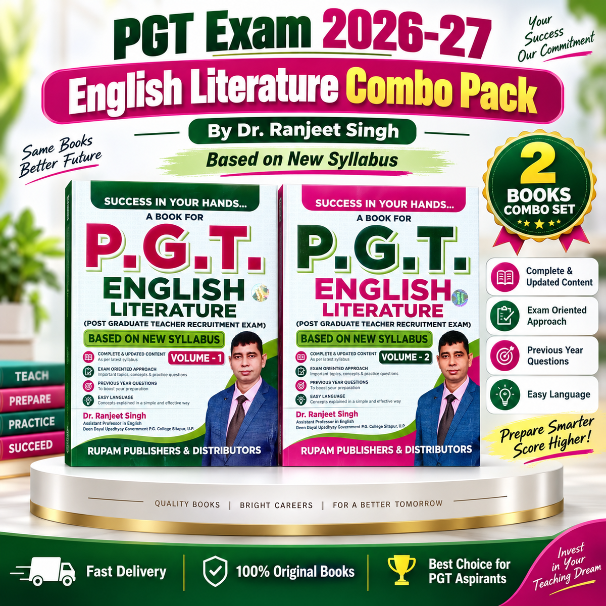 Rupam A Book for PGT 2026-2027 Exam English Literature Volume 1 and Volume 2 By Dr Ranjeet Singh Combo Set of 2 Books Based on New Syllabus