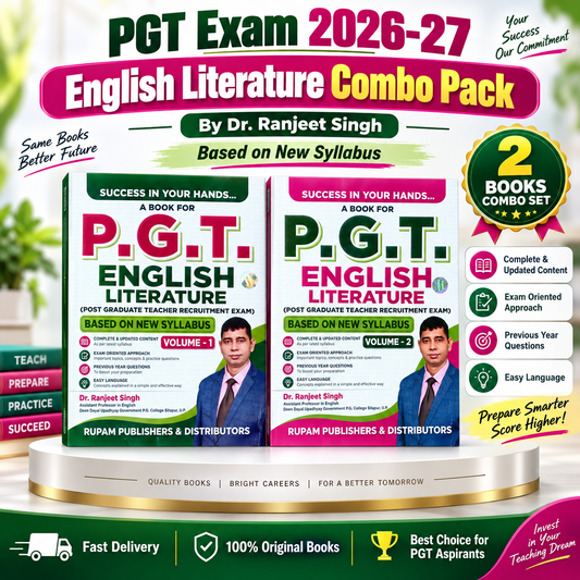 Rupam A Book for PGT 2026-2027 Exam English Literature Volume 1 and Volume 2 By Dr Ranjeet Singh Combo Set of 2 Books Based on New Syllabus