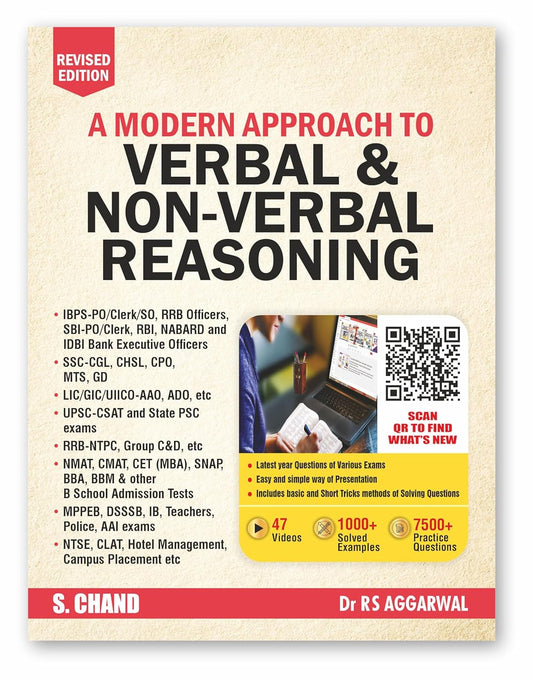 S Chand A Modern Approach to Verbal and Non Verbal Reasoning by Dr R S Aggarwal Latest Revised Edition with 7500+ Practice Questions and 47 Video Lectures