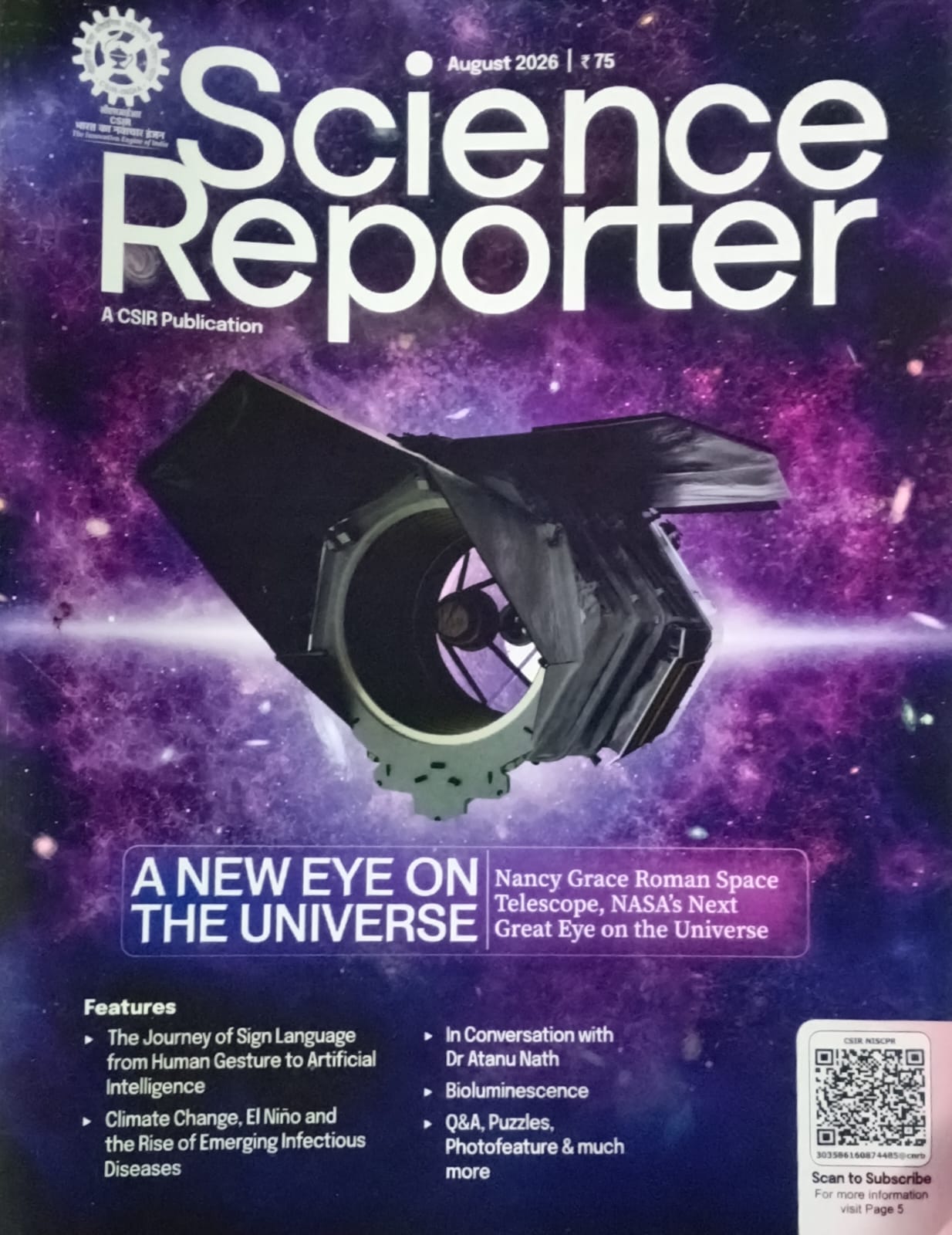 Science Reporter August 2026 English Monthly Magazine A New Eye on The Universe Issue