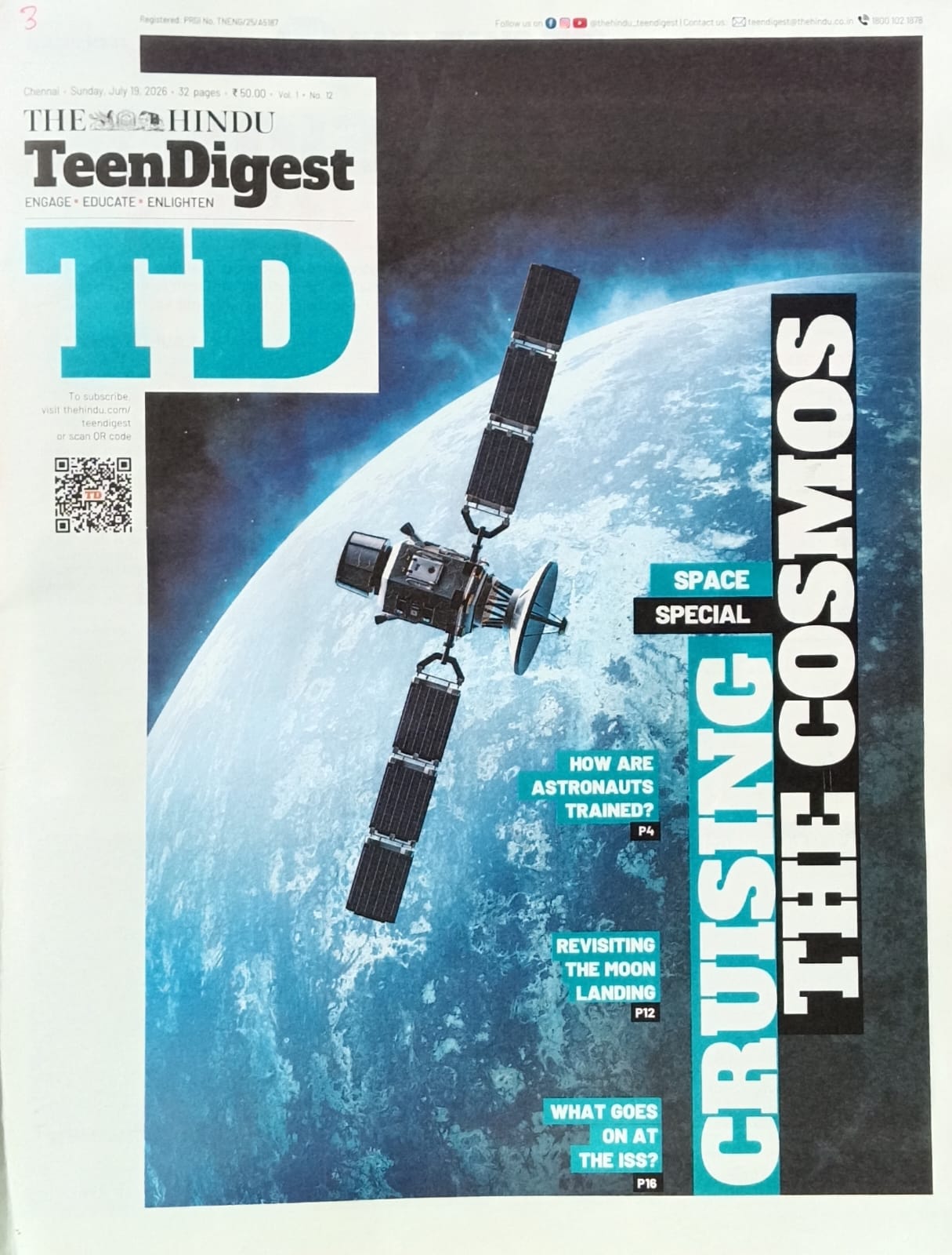 The Hindu Teen Digest Paper 19 July 2026 Vol-1 No12 Cruising The Cosmos Space Special