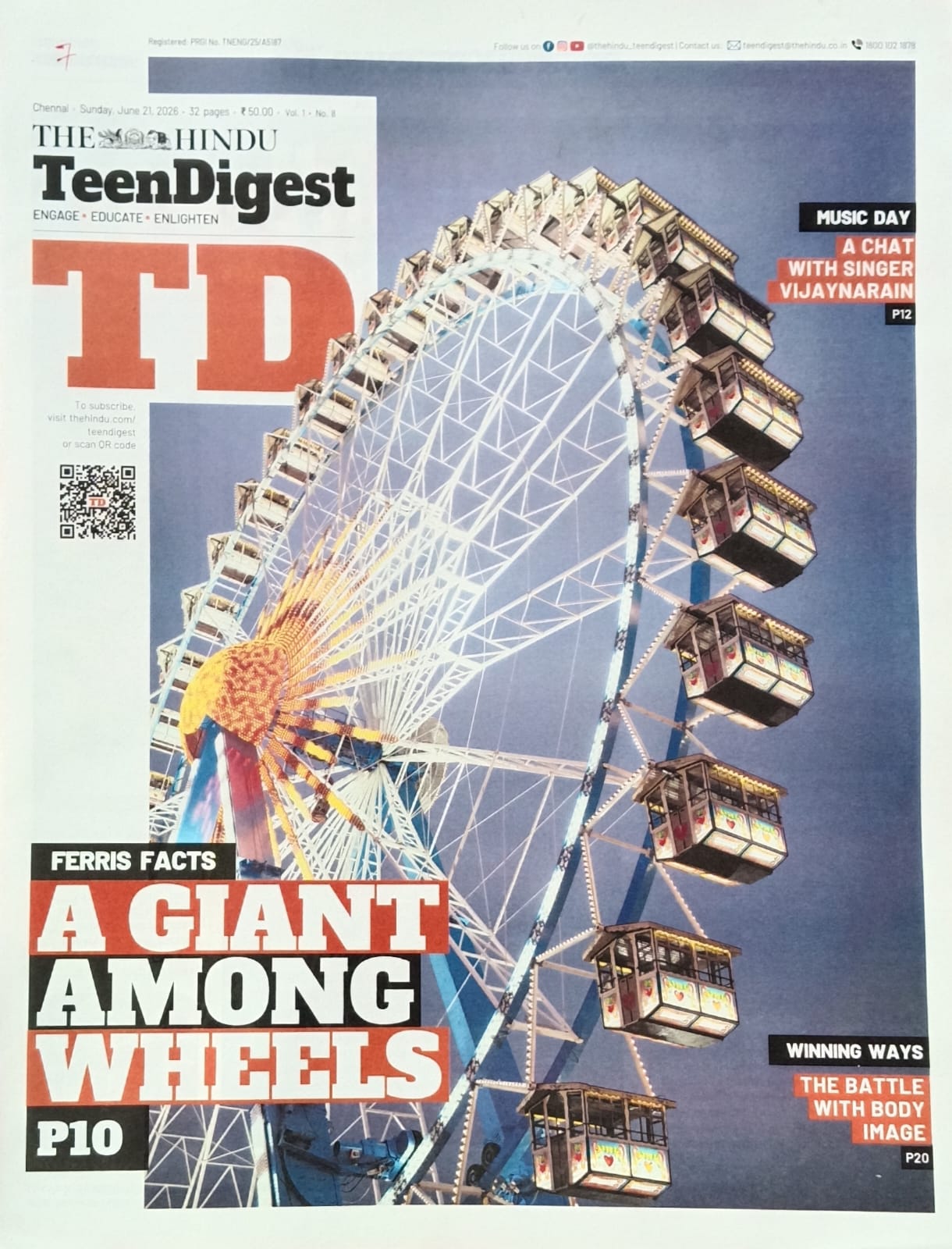 The Hindu Teen Digest Paper 21 June 2026 Vol-1 No8 A Giant Among Wheels
