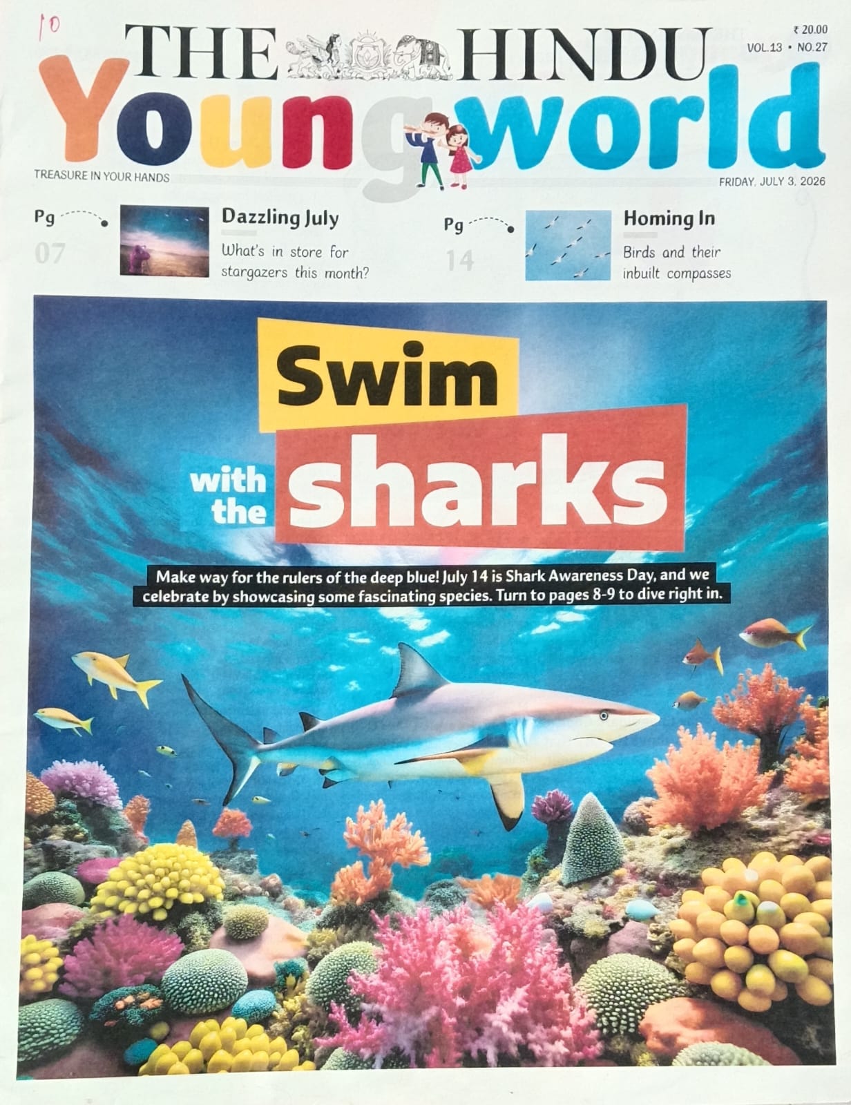 The Hindu Young World Paper 3 July 2026 Vol-13 No27 Swim with the sharks