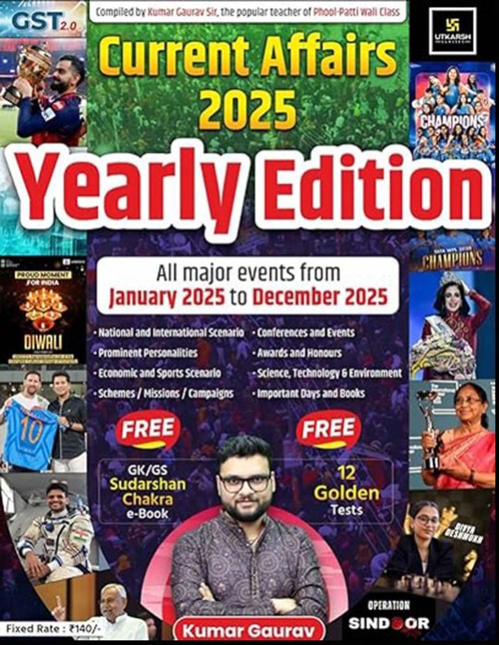 Utkarsh Current Affairs 2025 Yearly Edition English Medium January 2025 to December 2025 All Major Events for All Competitive Exams 2026 By Kumar Gaurav