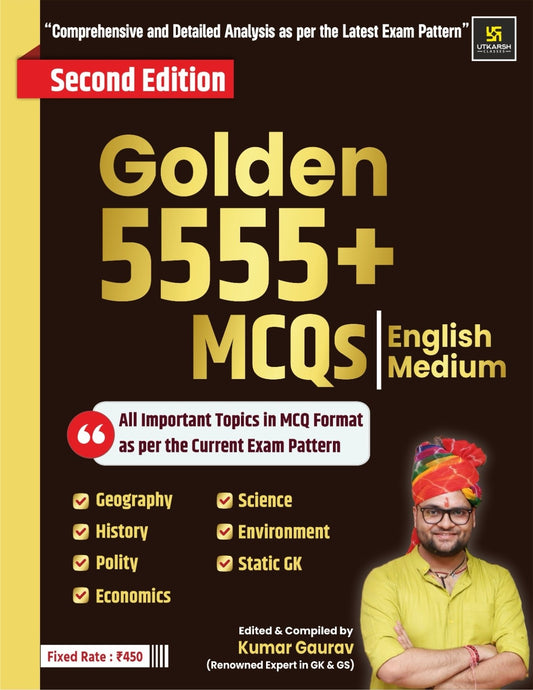  Utkarsh Golden 5555+ MCQs General Studies GK GS Book By Kumar Gaurav for All Competitive Exams 2nd Edition English Medium Latest Syllabus