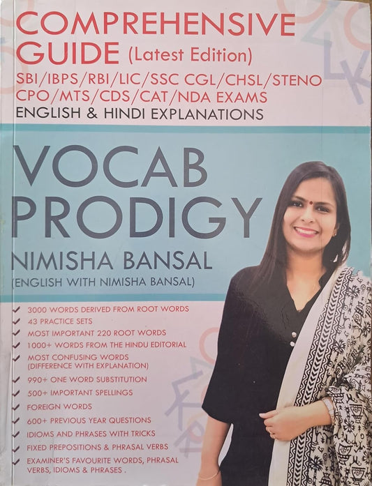 Vocab Prodigy Comprehensive Guide By Nimisha Bansal Latest Edition 2026 Useful For SBIIBPS RBI SSC CGL CHSL STENO MTS NDA Exams English And Hindi Explanations With Free Khatu Shyam Sticker