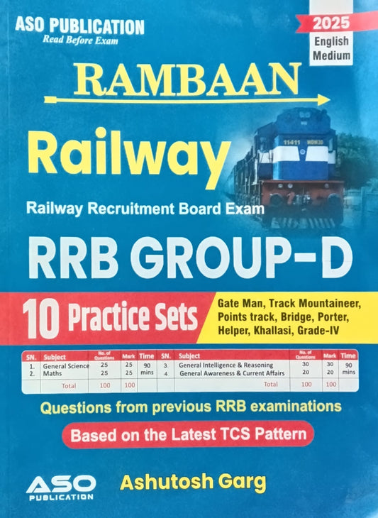 ASO Rambaan Railway Group D 2025-2026 Exam 10 Practice Sets English Medium Based on Latest TCS Pattern By Ashutosh Garg