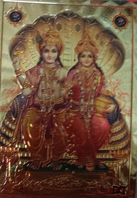 Rupesh Laxmi Vasna Deepawali Pujan Bhasha Tika Hindi Medium With Magnet Vishnu Laxmi PC Size Religious Photo