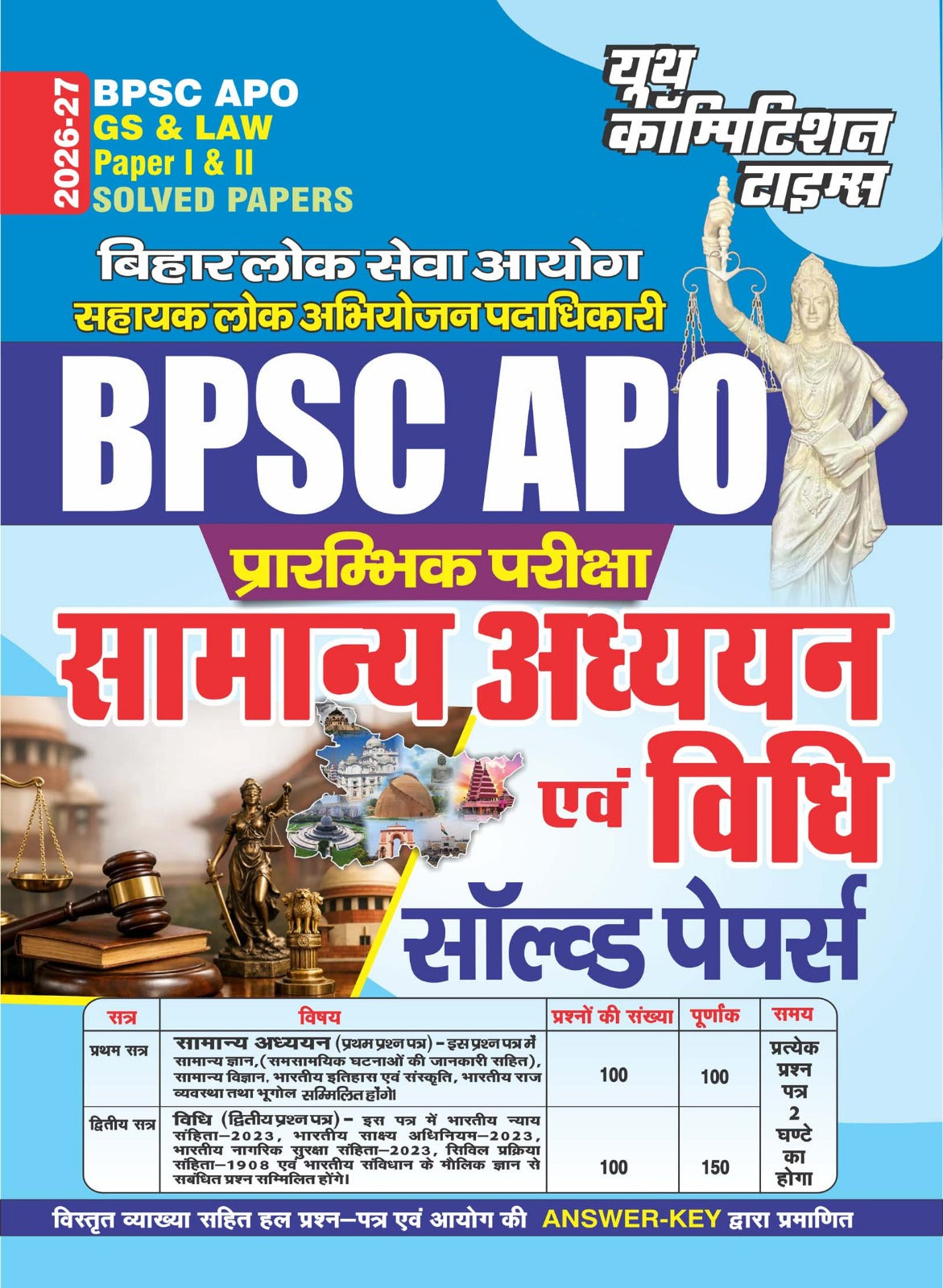  Youth BPSC APO GS and LAW 2026 2027 Samanya Adhyayan Evam Vidhi Paper 1 and 2 Solved Papers Hindi Medium