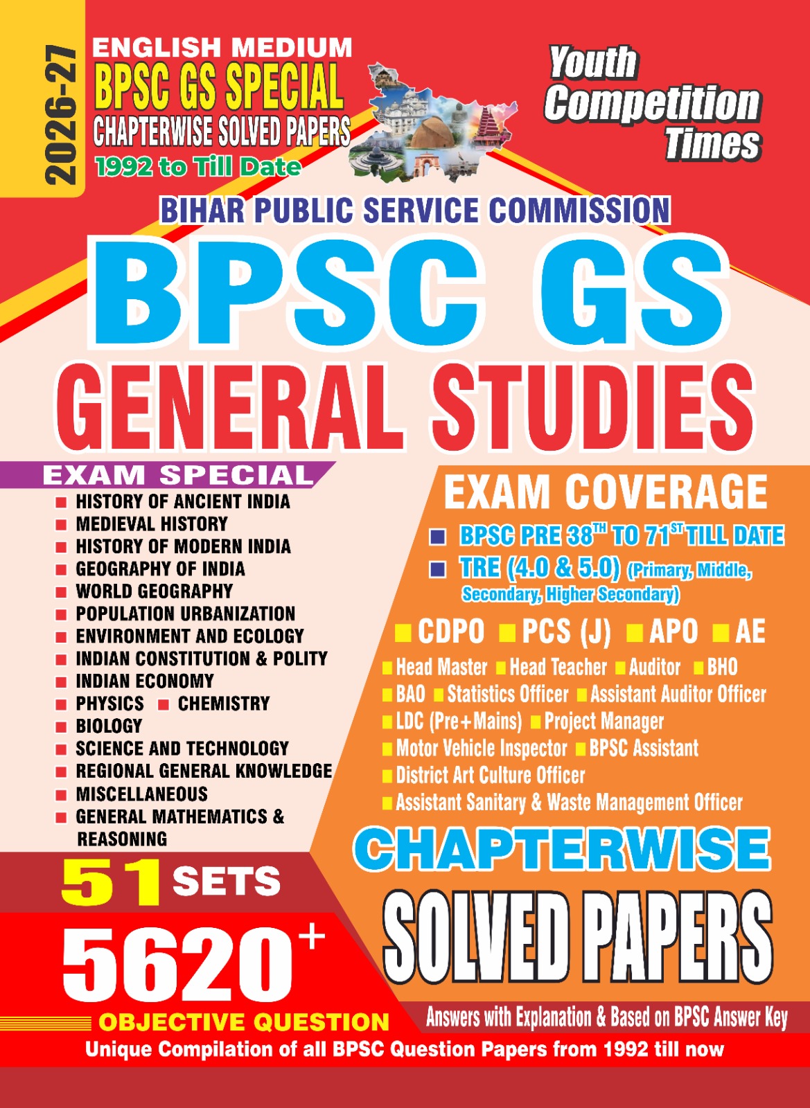Youth BPSC GS Special 2026 2027 Chapterwise Solved Papers 21 Sets with 5620+ Objective Question English Medium