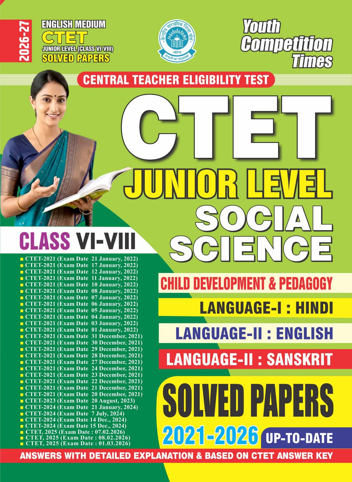 Youth CTET 2026 2027 Junior Level Class 6 to 8 Social Science Child Development and PedaGogy Solved Papers English Medium