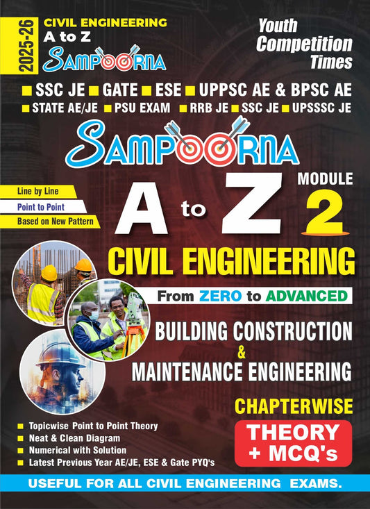 Youth Civil Engineering SAMPOORNA A to Z Bulding Construction and Maintenance Engineering Vol-2 Theory and MCQs Engineering In English 