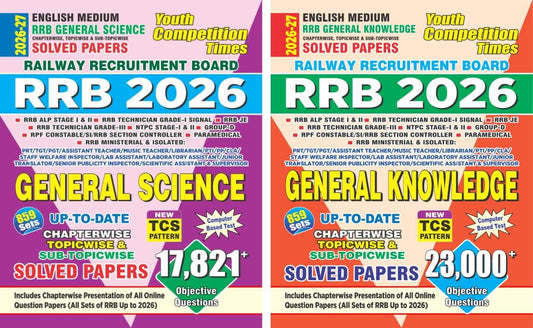 Youth Combo Of 2 Books RRB 2026 General Science GS And General Knowledge Chaperwise Solved Papers English Medium With Free Khatu Shyam Sticker