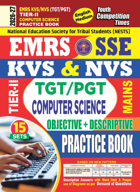 Youth EMRS KVS NVS TGT PGT Tier 2 2026 2027 Computer Science Practice Book 15 Sets Objective+Descriptive English Medium