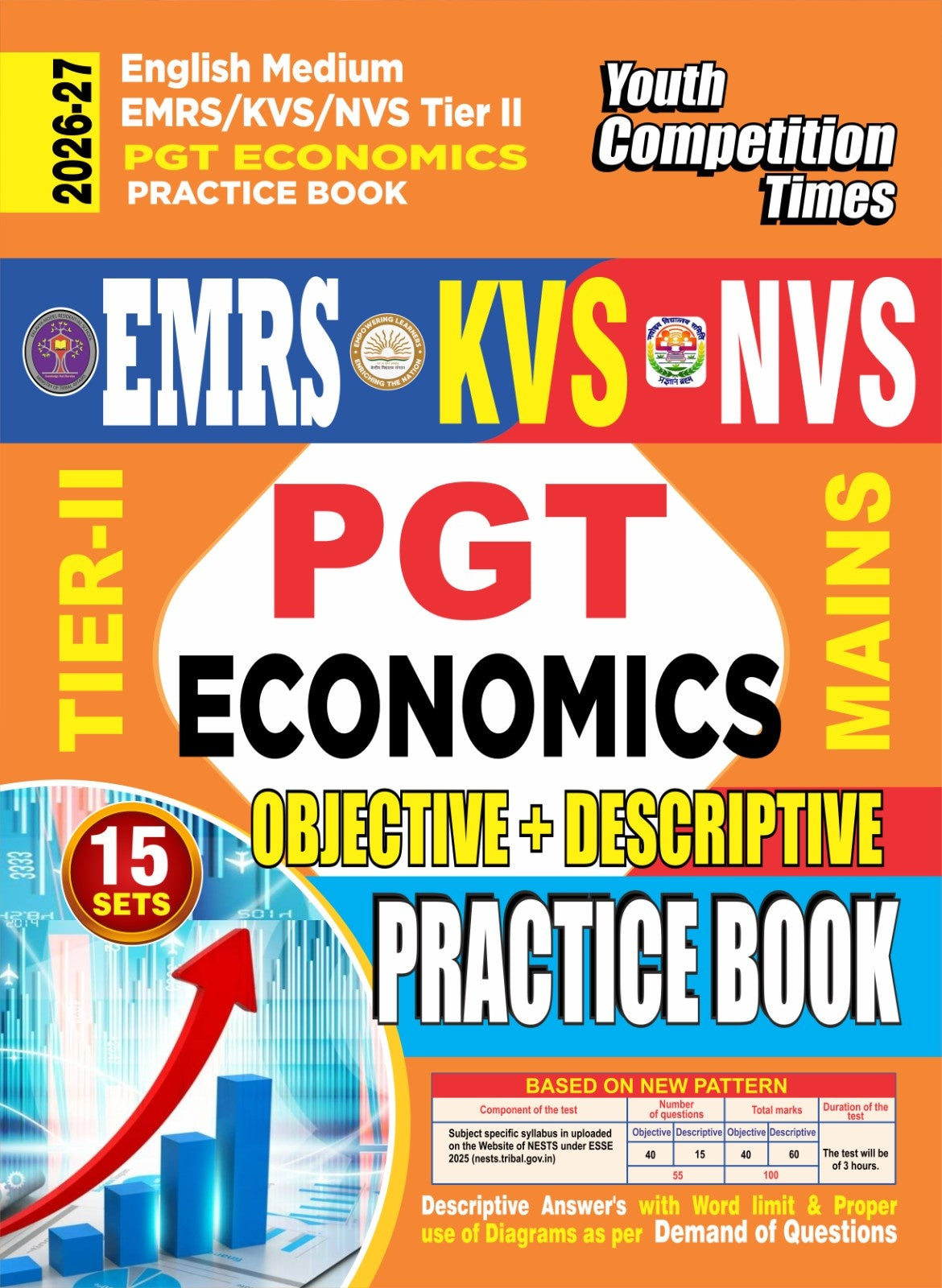 Youth EMRS KVS NVS Tier 2 2026 2027 PGT Economics Mains Practice Book 15 Sets Objective + Descriptive English Medium