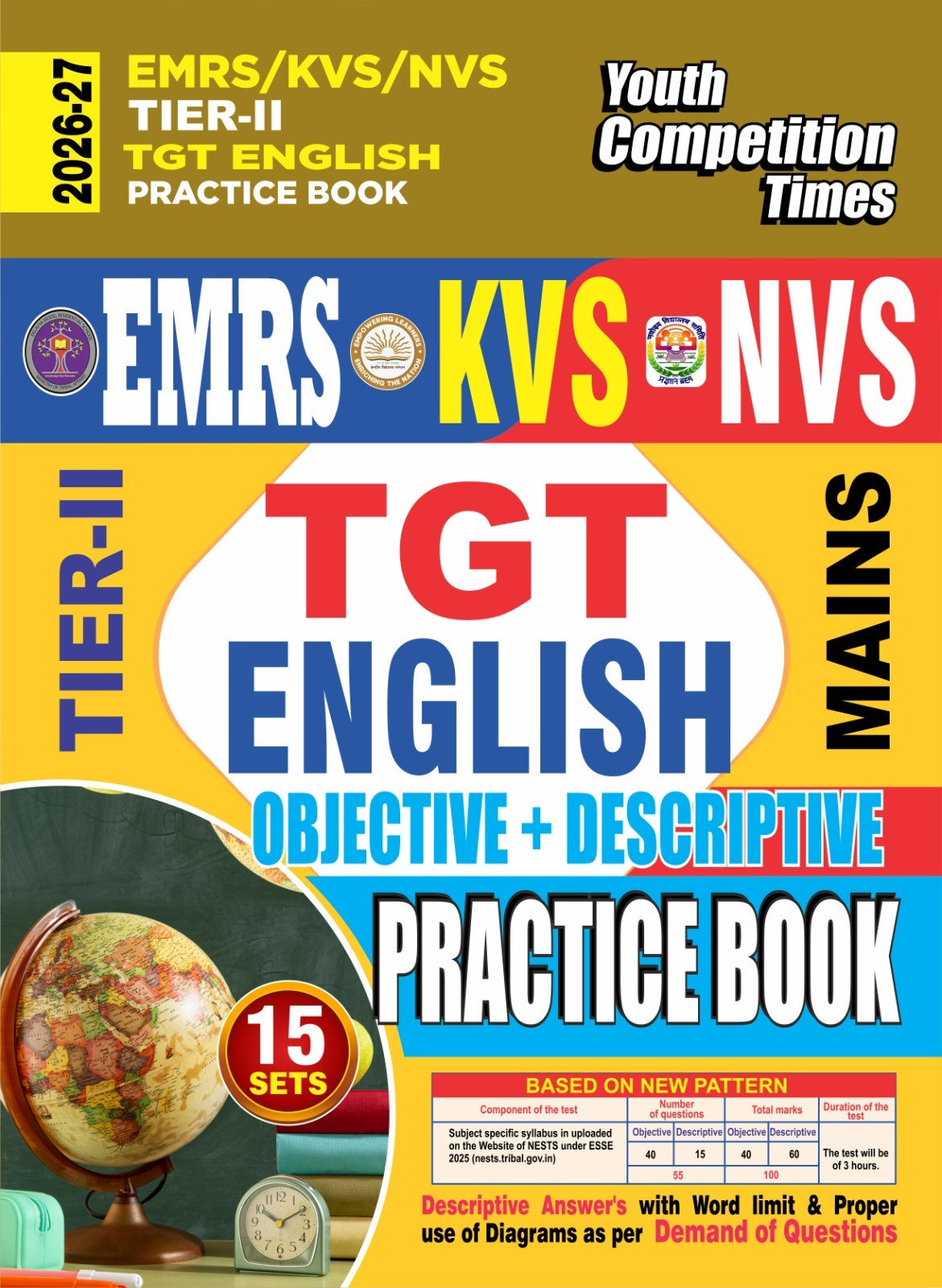 Youth EMRS KVS NVS Tier 2 2026 2027 TGT English Mains Practice Book 15 Sets Objective + Descriptive English Medium
