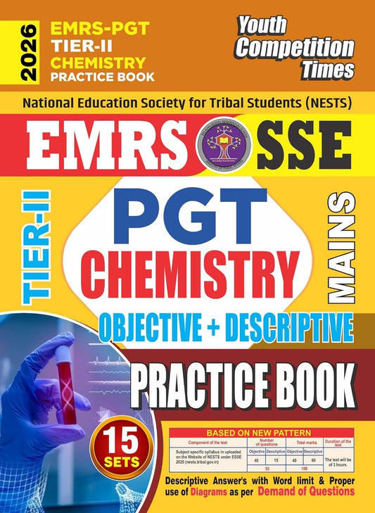 Youth EMRS SSE PGT TIER 2 2026 2027 Chemistry Mains Objective and Descriptive Questions 15 Sets Practice Book English Medium
