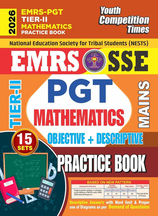 Youth EMRS SSE PGT TIER 2 2026 2027 Mathematics Mains Objective and Descriptive Questions 15 Sets Practice Book English Medium