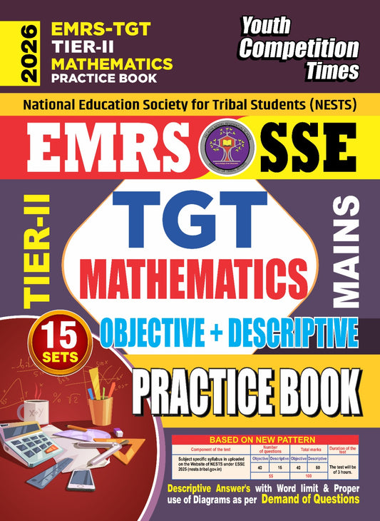 Youth EMRS SSE TGT Tier 2 2026 Mathematics Practice Book 15 Sets Objective + Descriptive English Medium