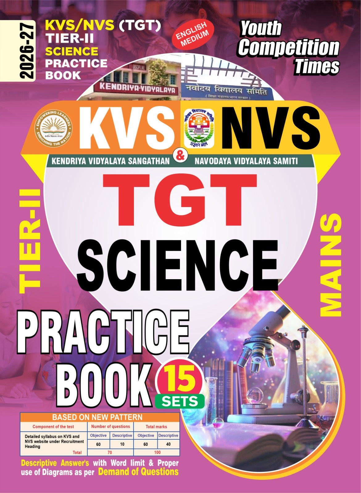 Youth KVS NVS TGT Tier 2 2026 2027 Science Mains Practice Book 15 Sets Objective + Descriptive English Medium