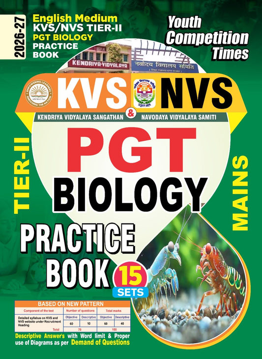 Youth KVS NVS Tier 2 2026 2027 PGT Biology Mains Practice Book 20 Sets English Medium