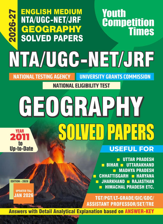 Youth NTA UGC NET JRF 2026 2027 Geography Solved Papers Year 2011 to Up to Date 2026 English Medium
