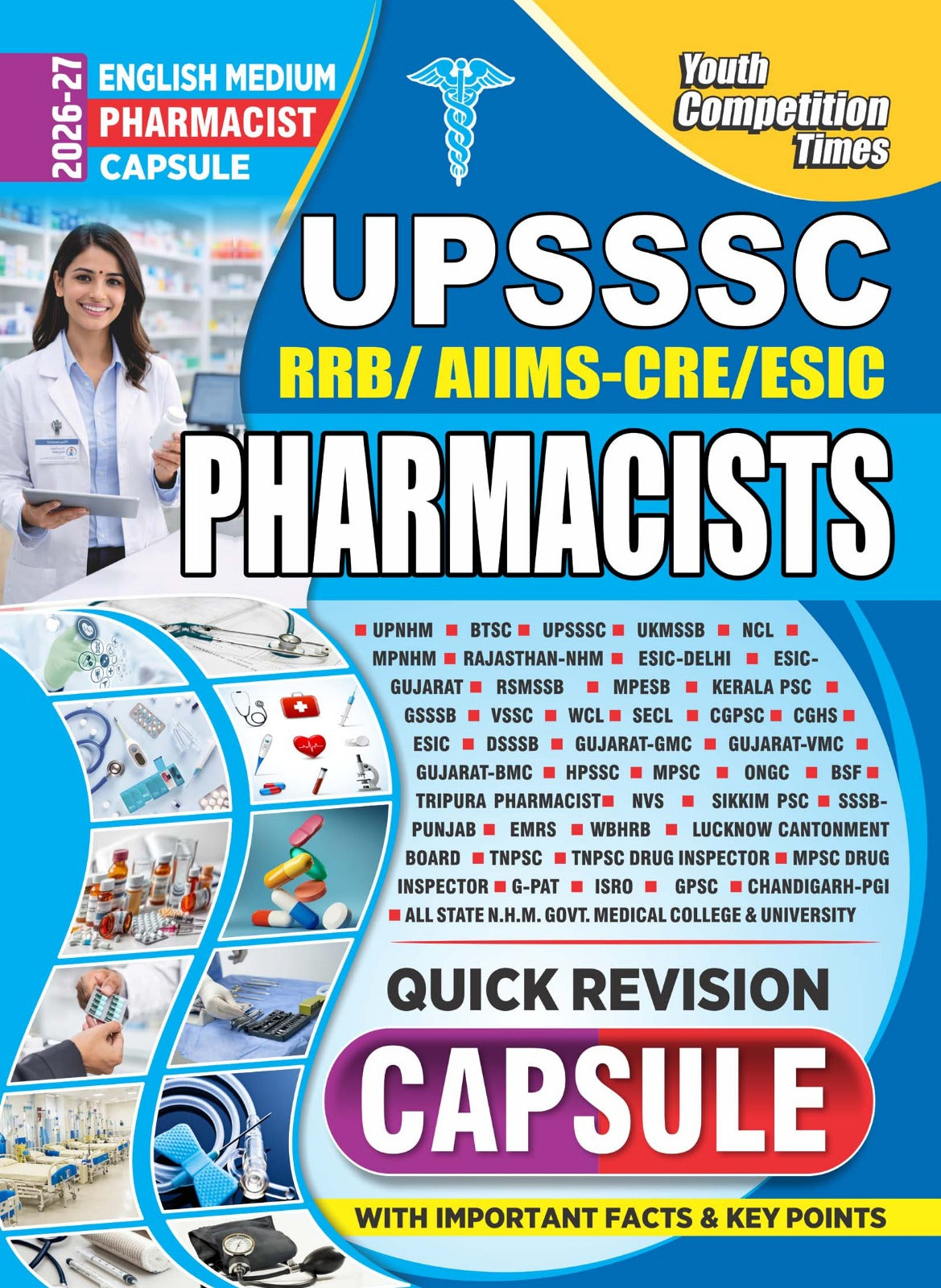 Youth Pharmacist Capsule 2026 2027 Quick Revision with Important Facts and Key Points For UPSSSC RRB AIIMS CRE ESIC English Medium