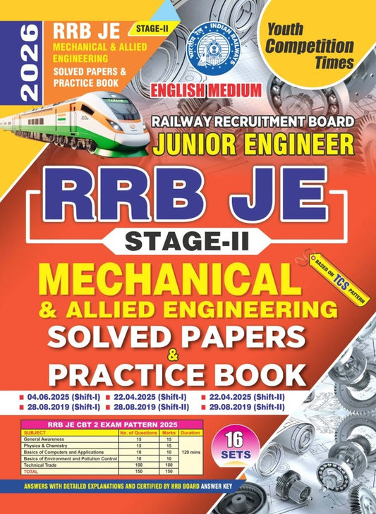 Youth RRB JE 2026 Mechanical and Allied Engineering Stage 2 Solved Papers and Practice Book 16 Sets English Medium