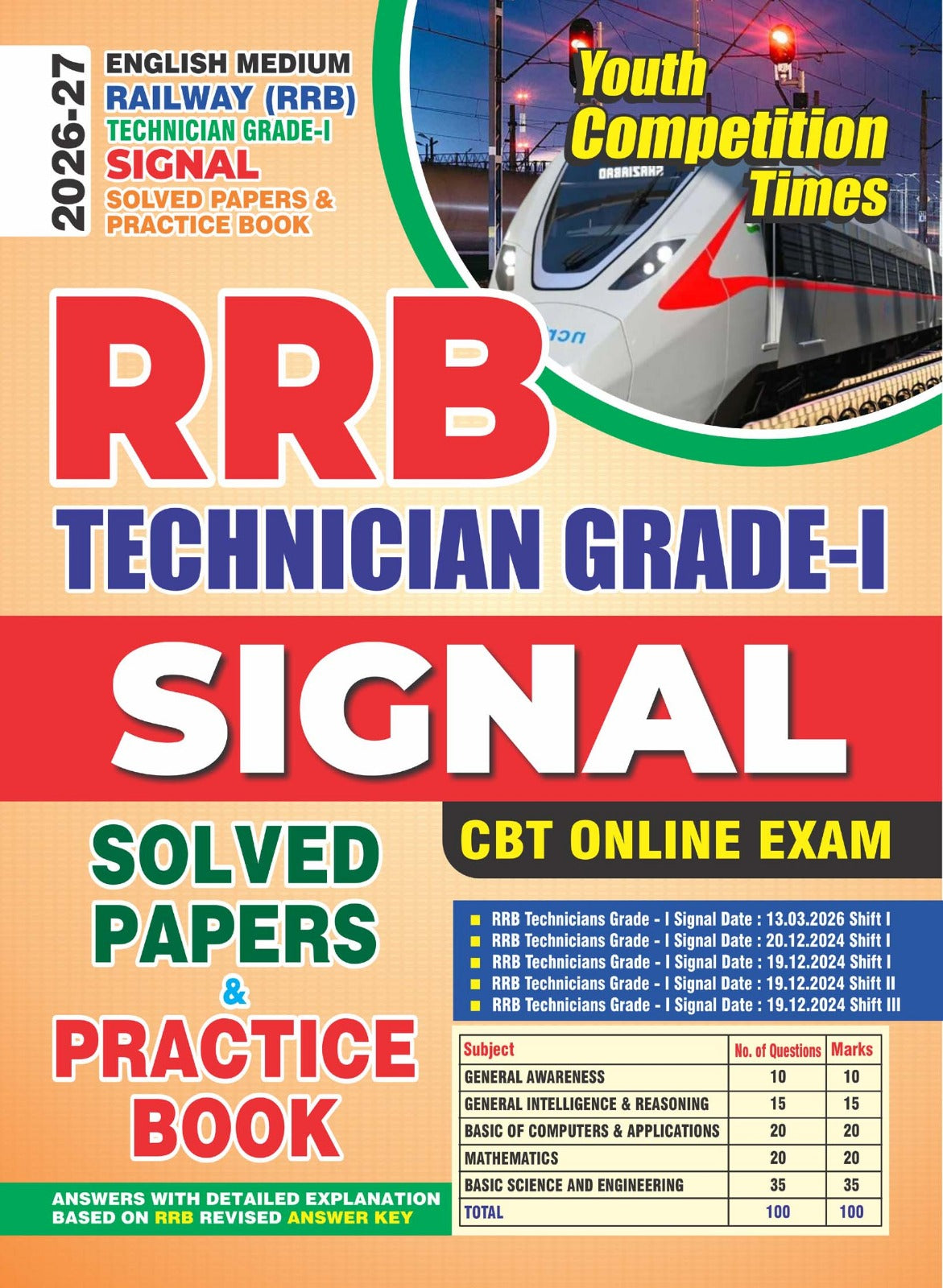 Youth Railway RRB Technical Grade 1 2026 2027 Signal Solved Papers and Practice Book CBT Online Exam English Medium 
