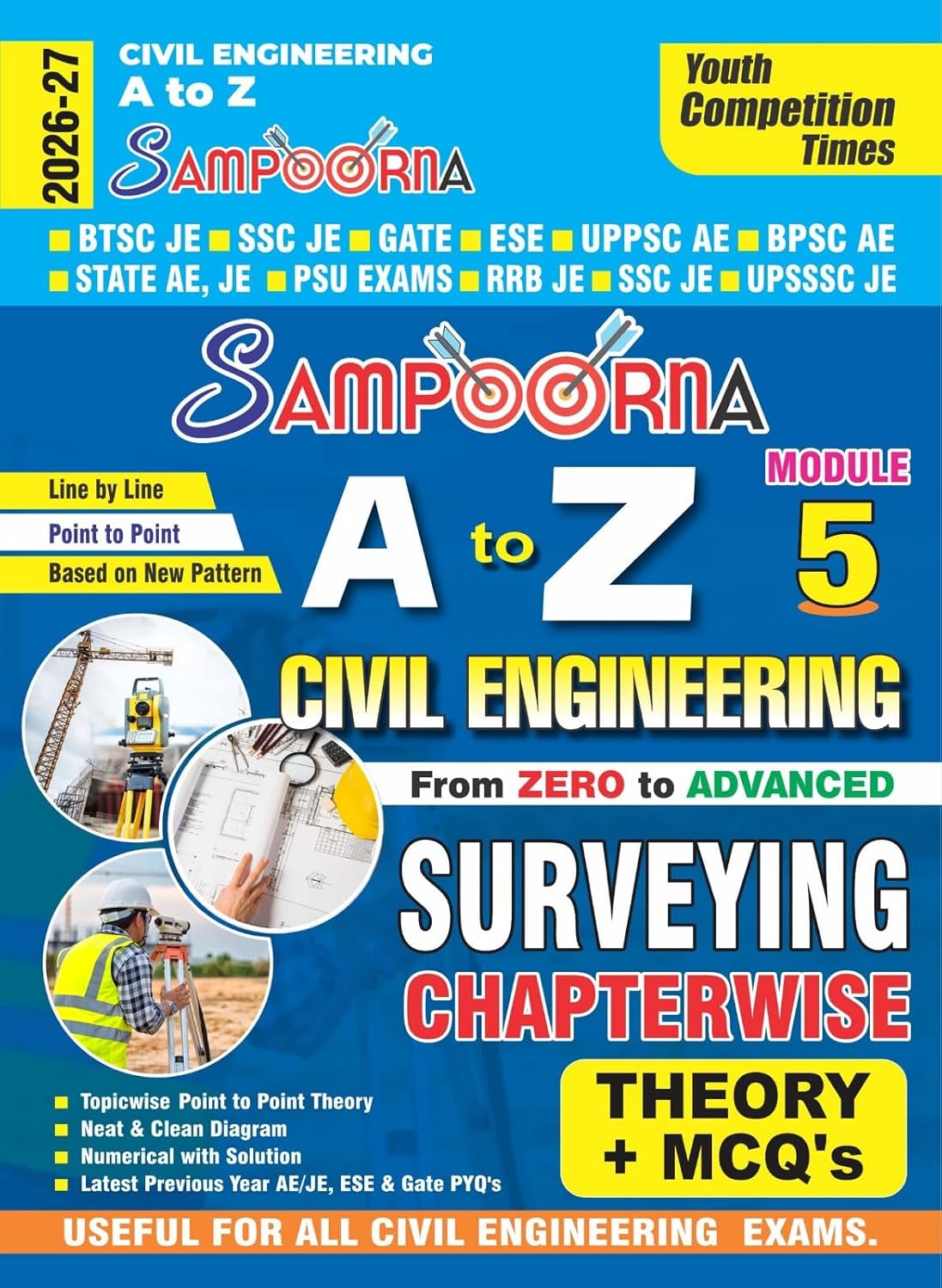 Youth SAMPOORNA A to Z Civil Engineering Module 5 Surveying Chapterwise Theory and MCQs In English Useful For All Civil Engineering Exams
