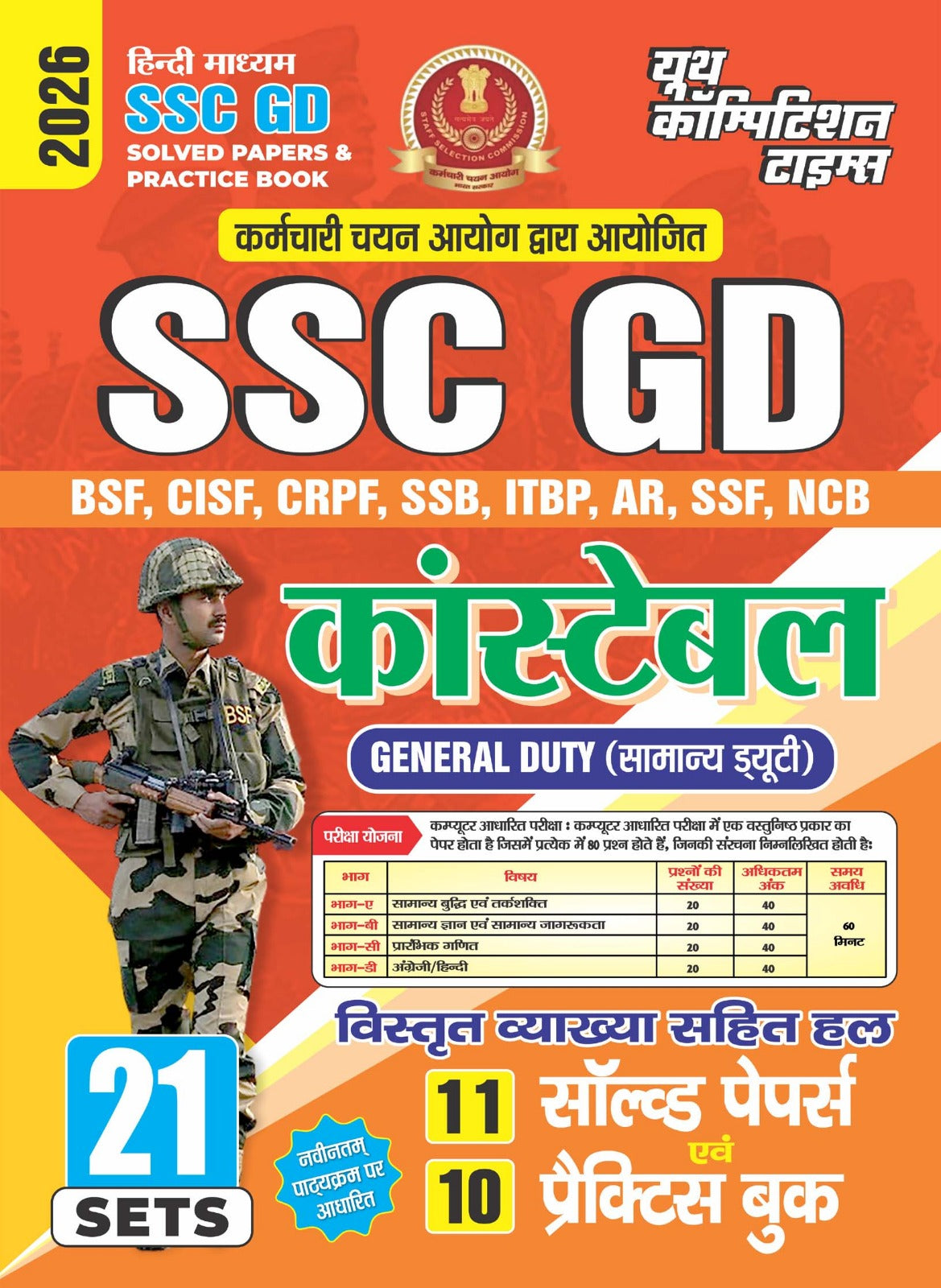 Youth SSC GD Constable 2026 General Duty Solved Papers and Practice Book 21 Sets Hindi Medium