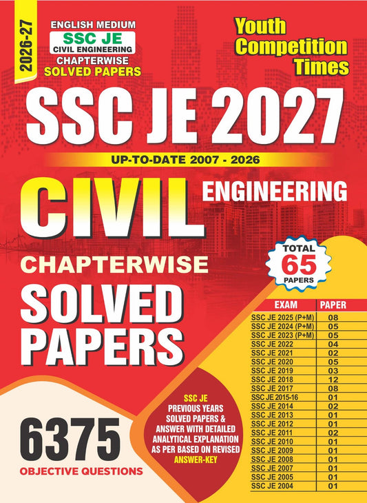 Youth SSC JE 2026 2027 Civil Engineering SSC JE 2027 Chapterwise Solved Papers 65 Papers with 6375 Objective Questions English Medium