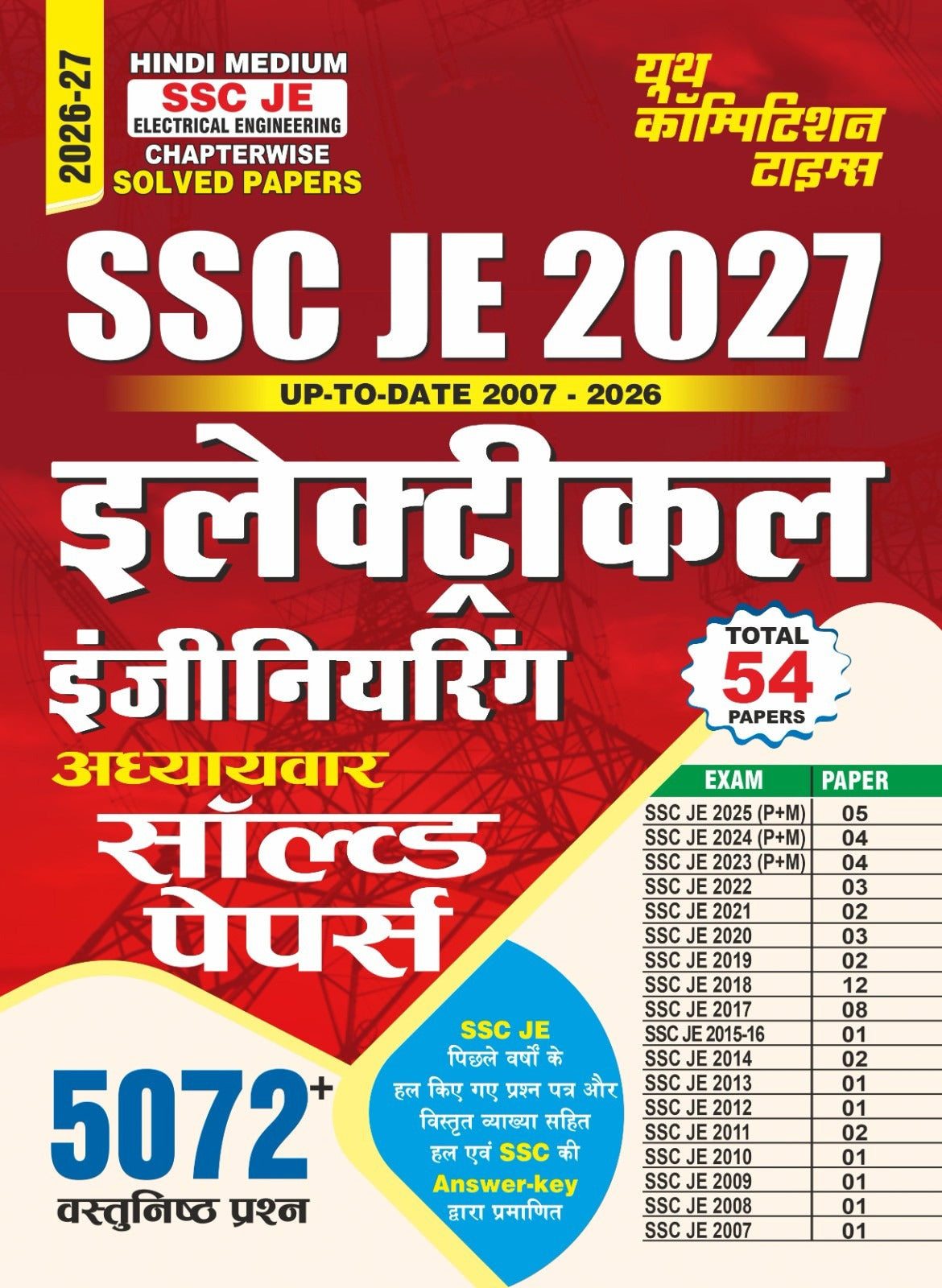  Youth SSC JE 2026 2027 Electrical Engineering Chapterwise Solved Papers Total 54 Papers with 5072+ Objective Questions Hindi Medium