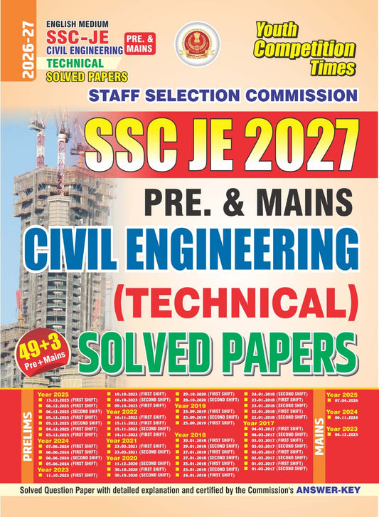 Youth SSC JE 2026 2027 Pre and Mains Civil Engineering Technical Solved Papers English Medium