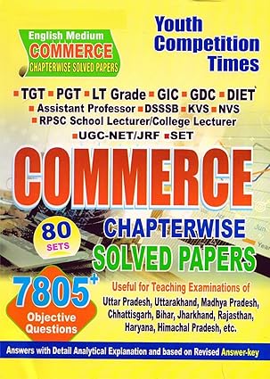 Youth TGT PGT Commerce Chapterwise Solved Papers 80 Sets 7805+ Objective Questions Book English Medium
